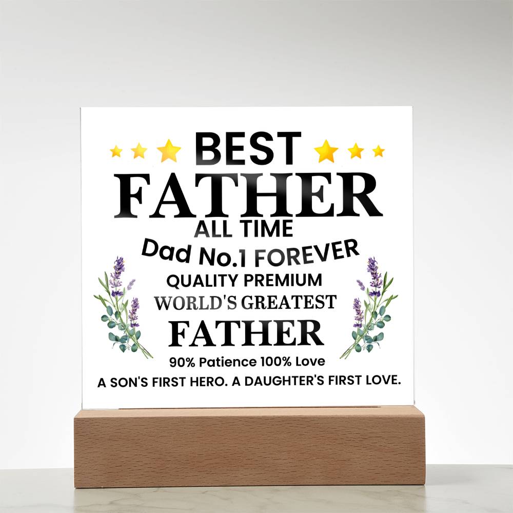 Best Father of All Time Printed Square Shaped Acrylic Plaque-Express Your Love Gifts