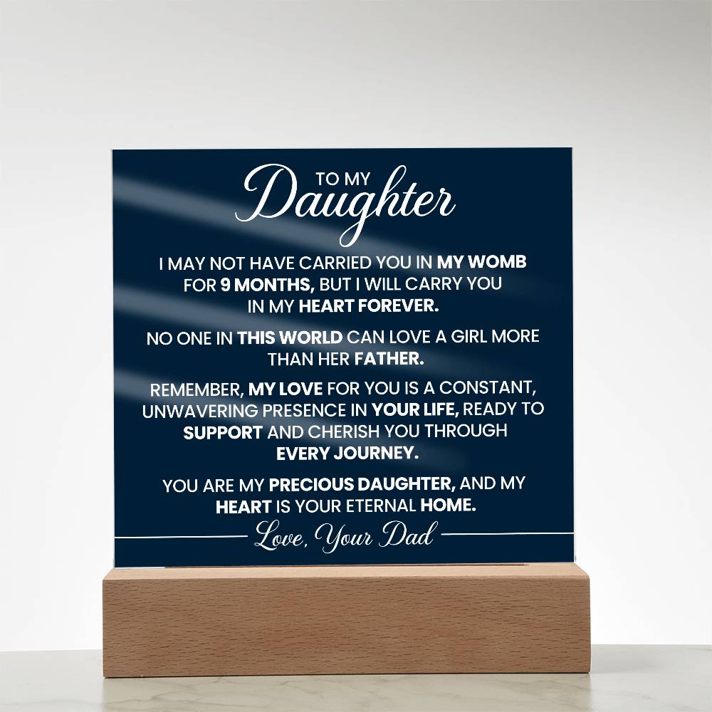 To Daughter From Dad In My Heart Forever Printed Square Shaped Acrylic Plaque-Express Your Love Gifts