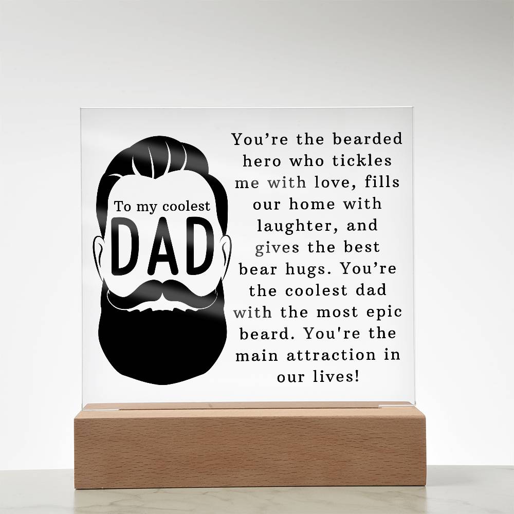 To the Coolest Dad Printed Square Shaped Acrylic Plaque-Express Your Love Gifts