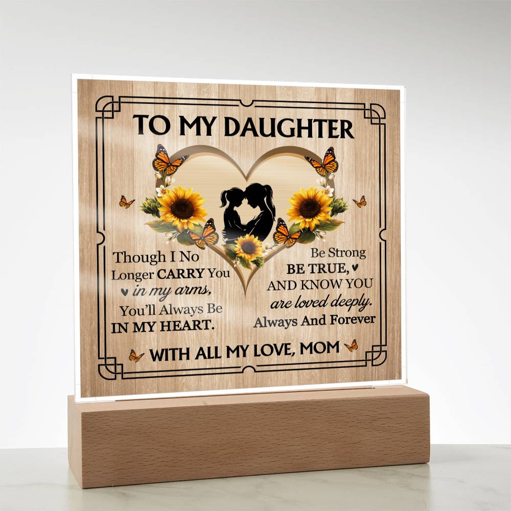 To My Daughter From Mom With All My Love Printed Square Shaped Acrylic Plaque-Express Your Love Gifts
