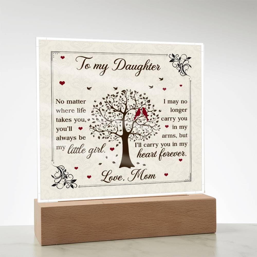 To My Daughter From Mom Little Girl Heart Forever Printed Square Shaped Acrylic Plaque-Express Your Love Gifts