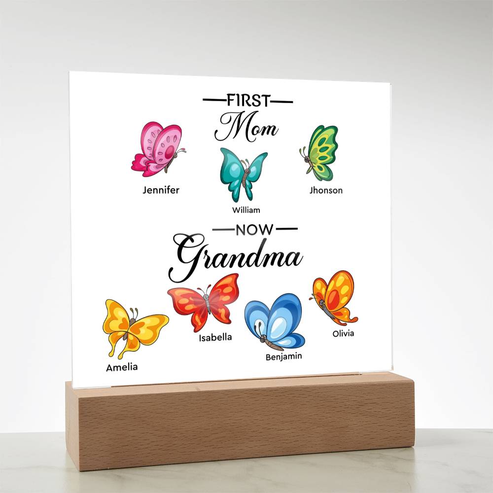 First Mom Now Grandma Printed Square Shaped Acrylic Plaque-Express Your Love Gifts