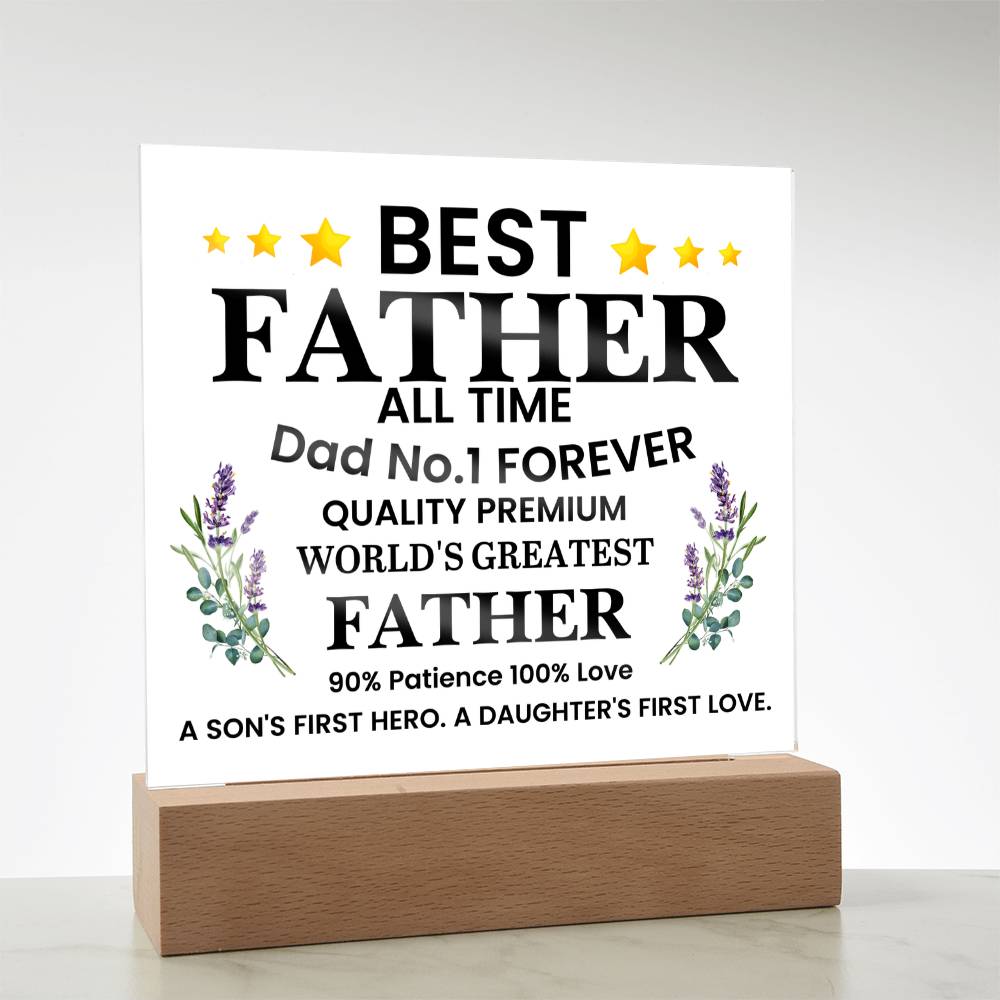 Best Father of All Time Printed Square Shaped Acrylic Plaque-Express Your Love Gifts