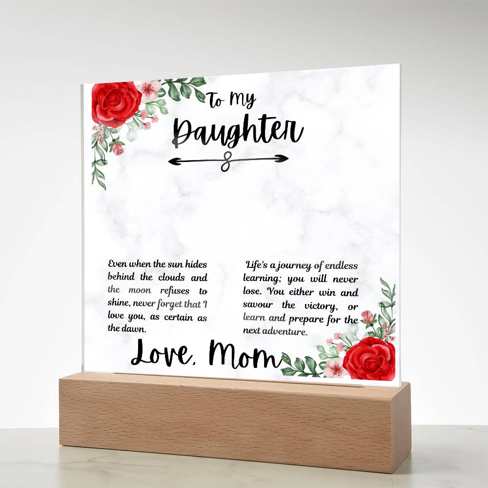 To Daughter From Mom Life's a Journey Printed Square Shaped Acrylic Plaque-Express Your Love Gifts