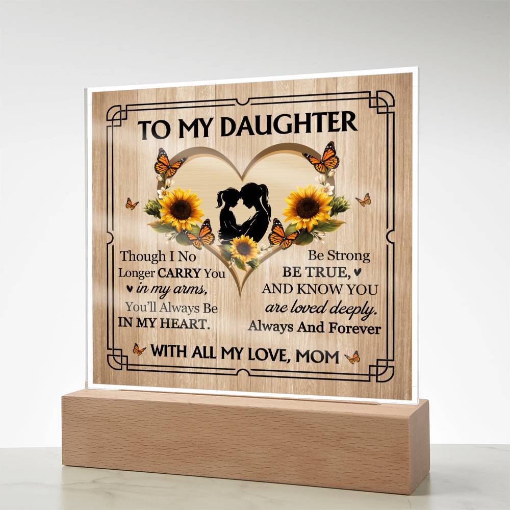 To My Daughter From Mom With All My Love Printed Square Shaped Acrylic Plaque-Express Your Love Gifts