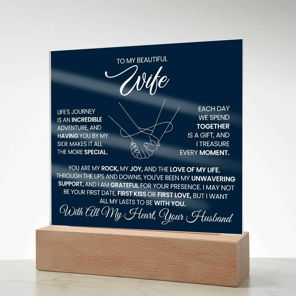 To My Wife You Are My Rock Printed Square Shaped Acrylic Plaque-Express Your Love Gifts