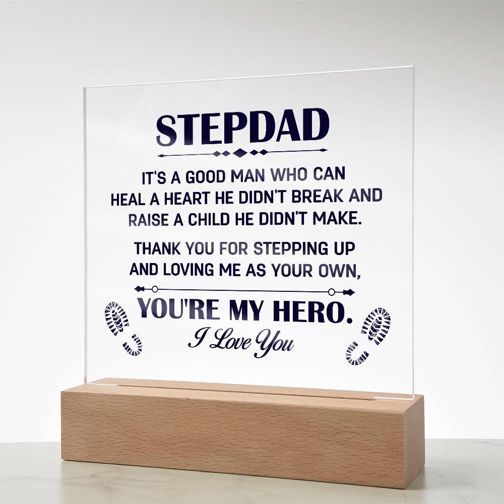 Stepdad A Good Man Printed Square Shaped Acrylic Plaque-Express Your Love Gifts