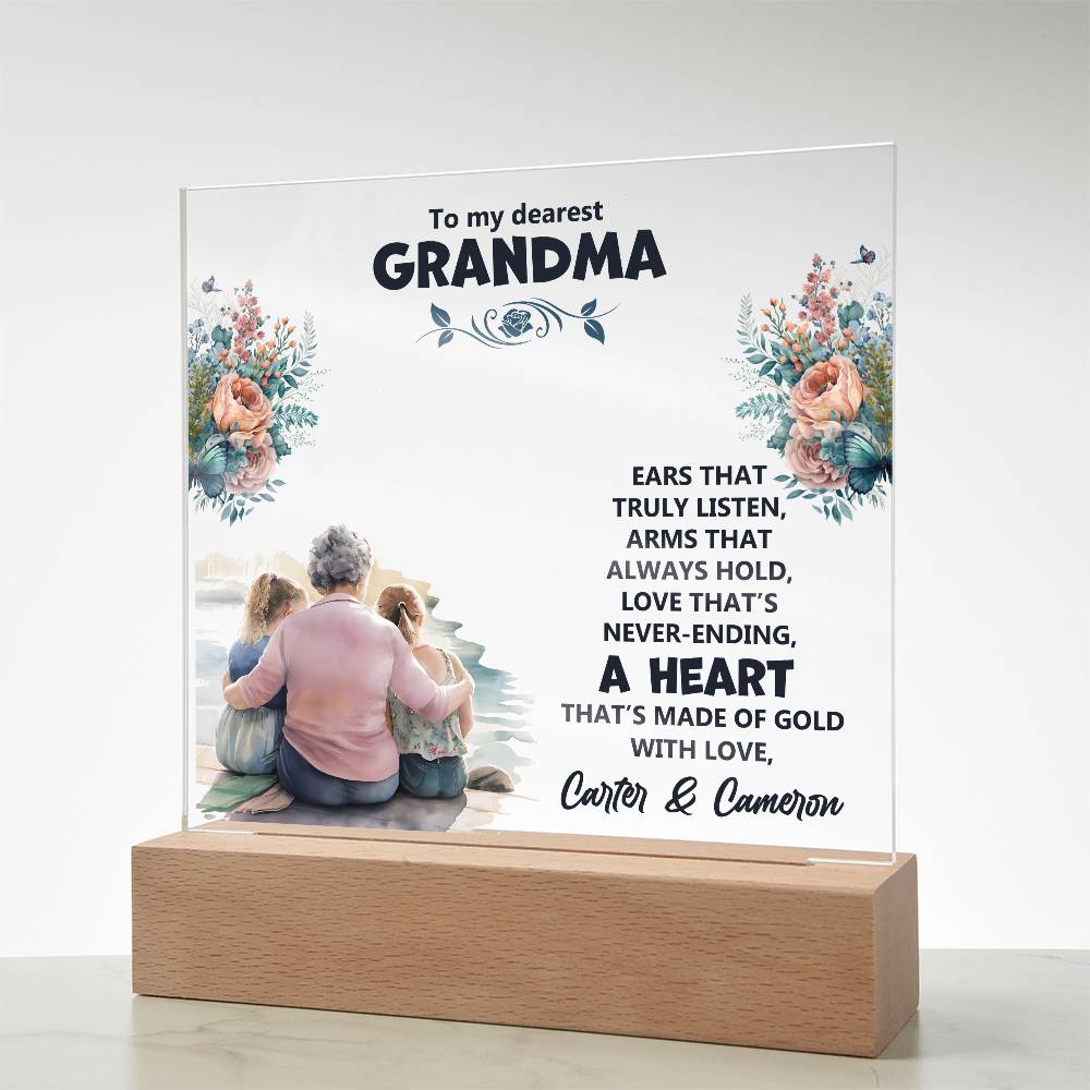 To My Dearest Grandma Printed Square Shaped Acrylic Plaque-Express Your Love Gifts