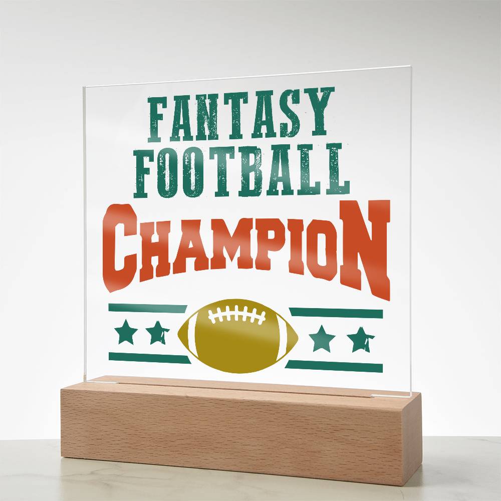 Fantasy Football Champion Printed Square Shaped Acrylic Plaque-Express Your Love Gifts