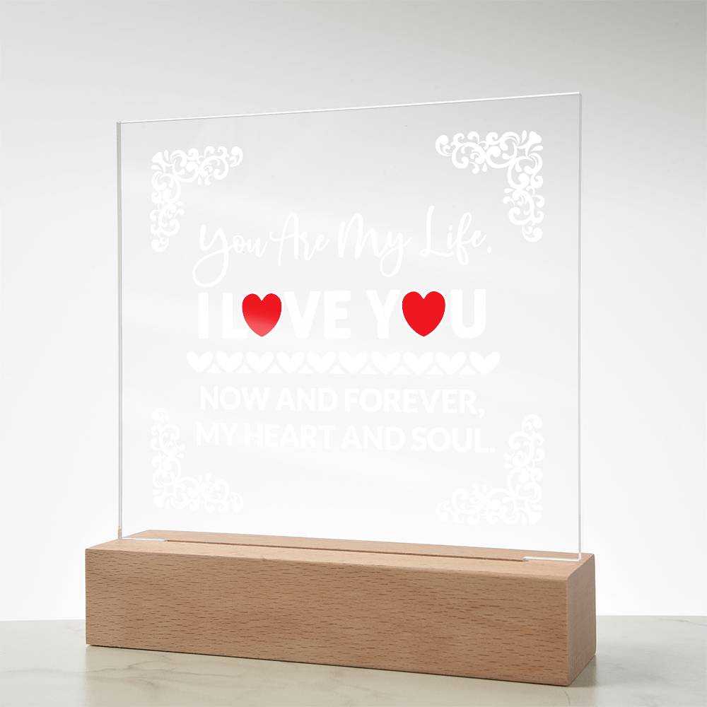 You Are My Life Printed Square Shaped Acrylic Plaque-Express Your Love Gifts
