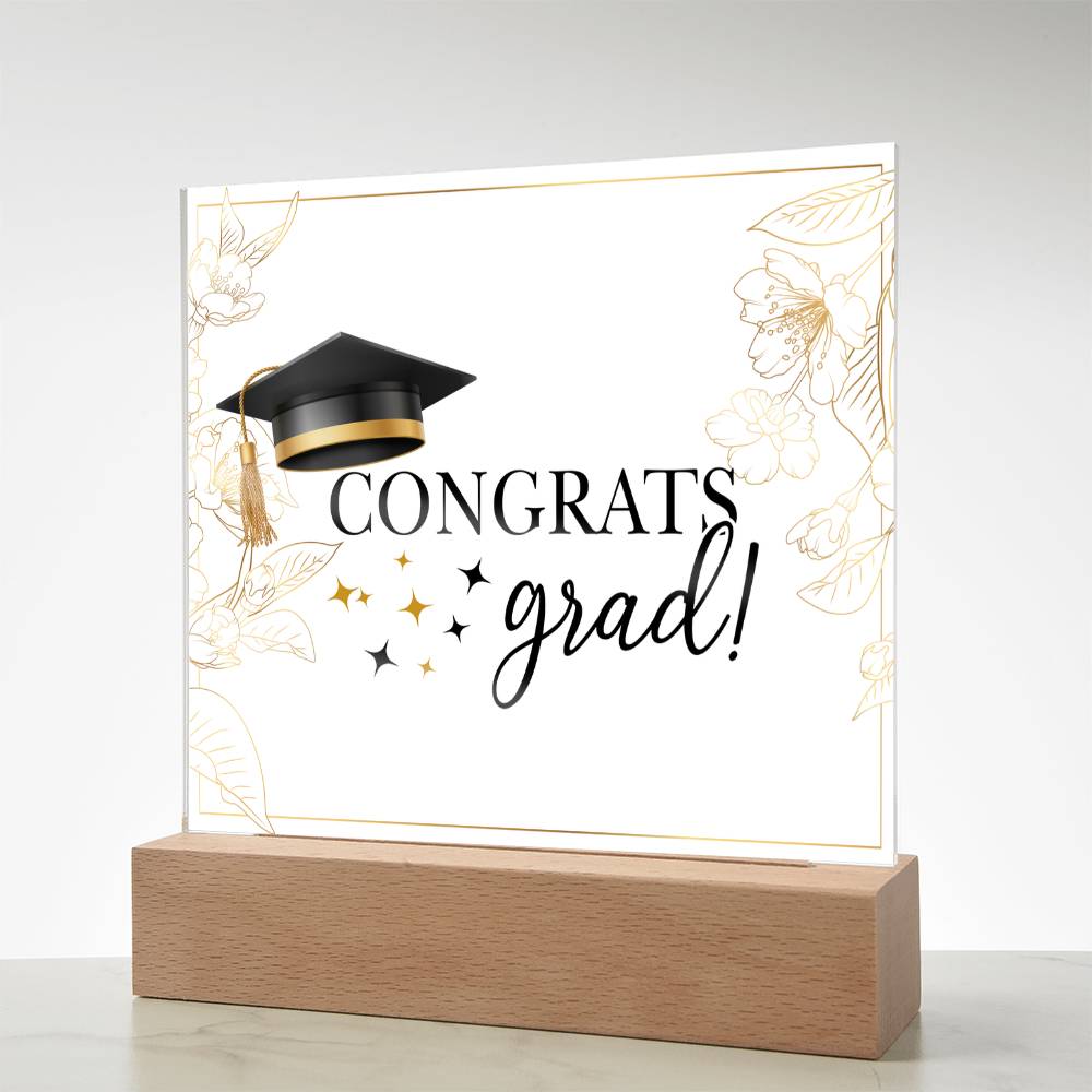 Congrats Grad Printed Square Shaped Acrylic Plaque-Express Your Love Gifts