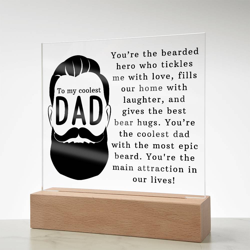 To the Coolest Dad Printed Square Shaped Acrylic Plaque-Express Your Love Gifts