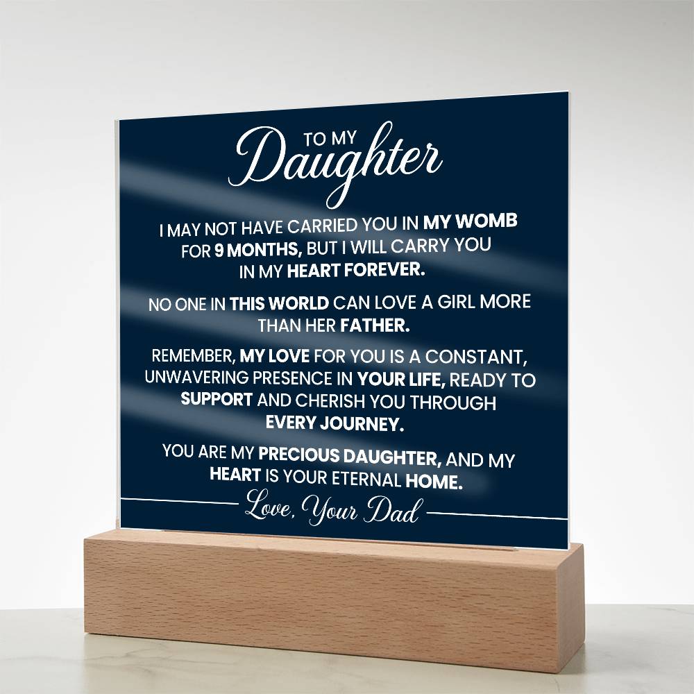 To Daughter From Dad In My Heart Forever Printed Square Shaped Acrylic Plaque-Express Your Love Gifts