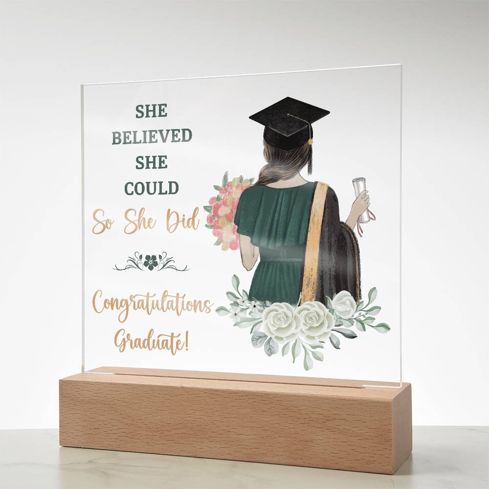 Graduation So She Did Printed Square Shaped Acrylic Plaque-Express Your Love Gifts