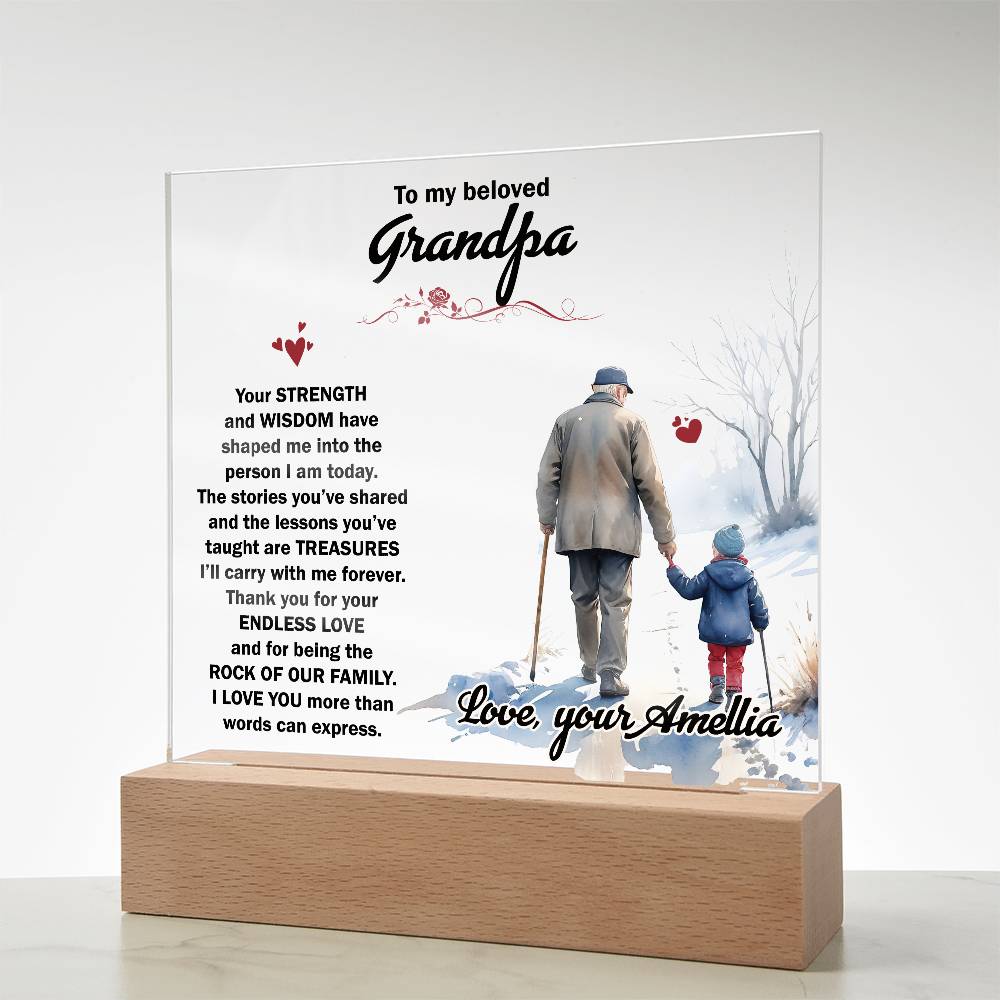 To My Beloved Grandpa Printed Square Shaped Acrylic Plaque-Express Your Love Gifts