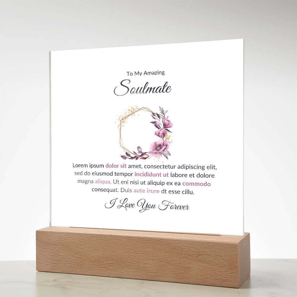 To My Soulmate Lorem Ipsum Printed Square Shaped Acrylic Plaque-Express Your Love Gifts