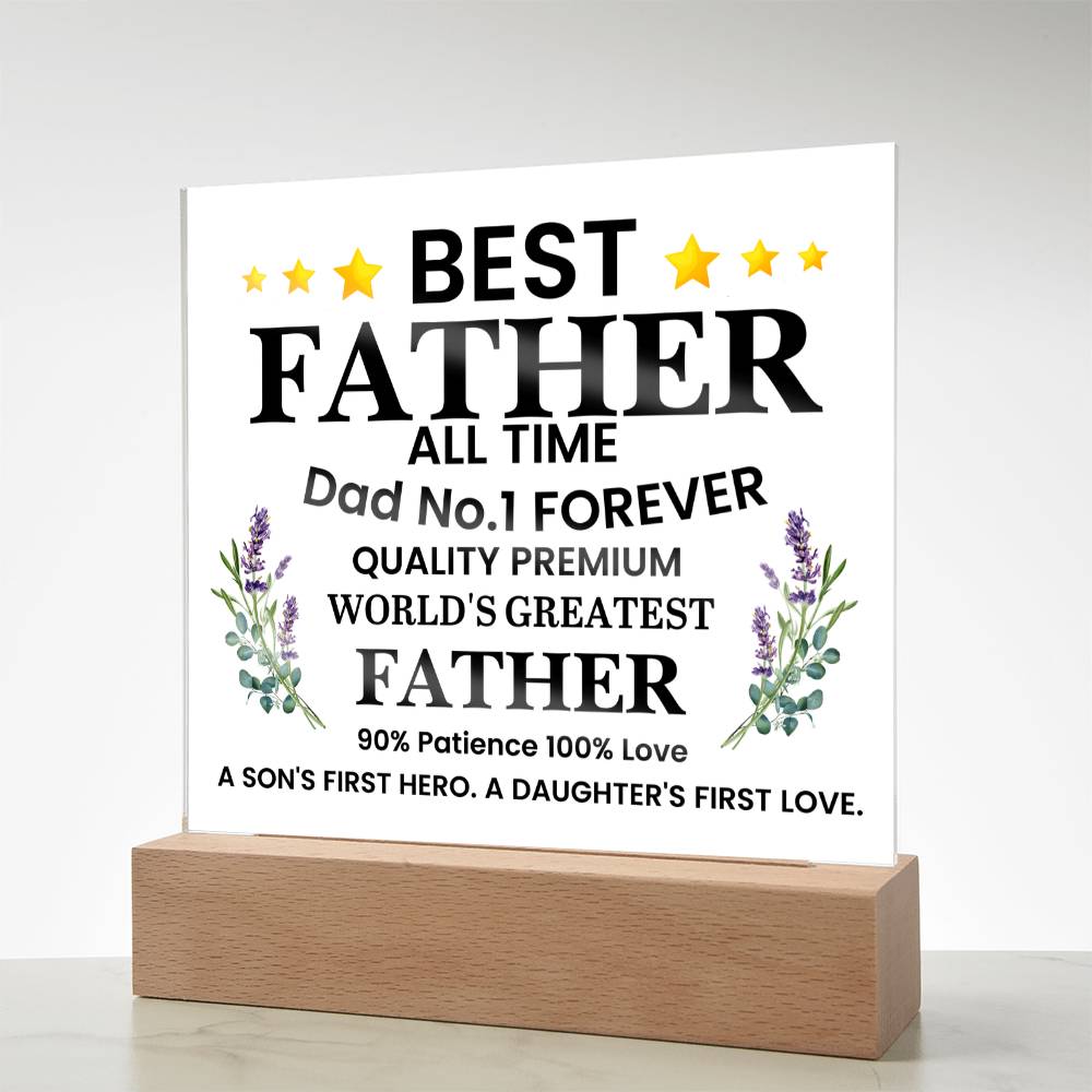 Best Father of All Time Printed Square Shaped Acrylic Plaque-Express Your Love Gifts