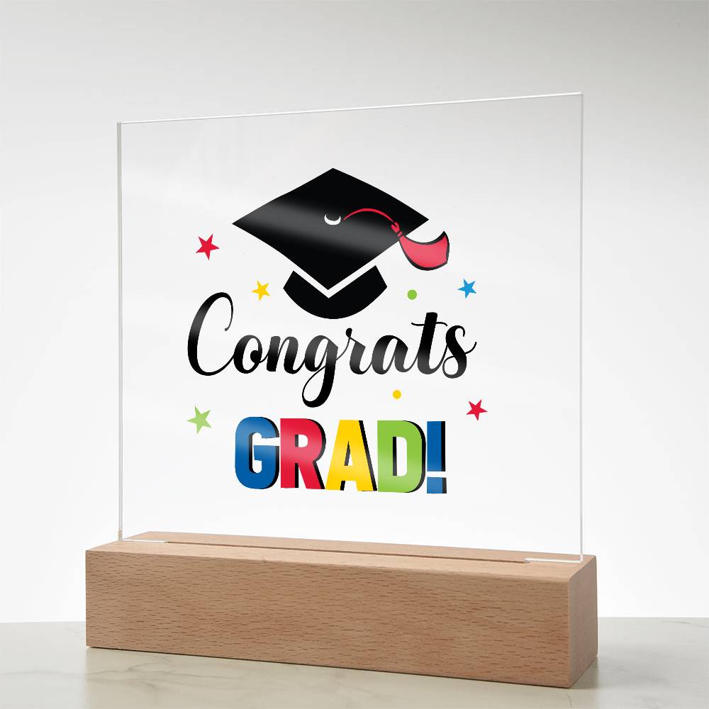 Congrats Grad! Printed Square Shaped Acrylic Plaque-Express Your Love Gifts