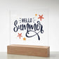 Hello Summer Printed Square Shaped Acrylic Plaque-Express Your Love Gifts