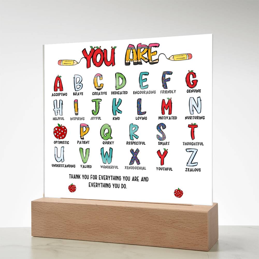Teacher's ABC Printed Square Shaped Acrylic Plaque-Express Your Love Gifts