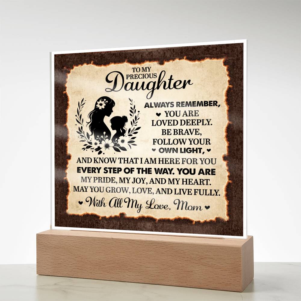 To My Daughter From Mom Always Remember Printed Square Shaped Acrylic Plaque-Express Your Love Gifts