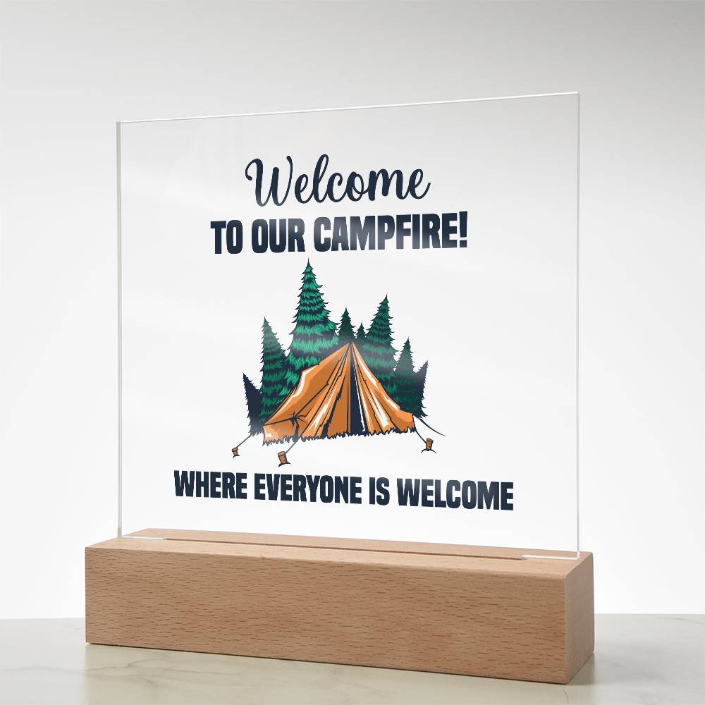 Everyone is Welcome Printed Square Shaped Acrylic Plaque-Express Your Love Gifts