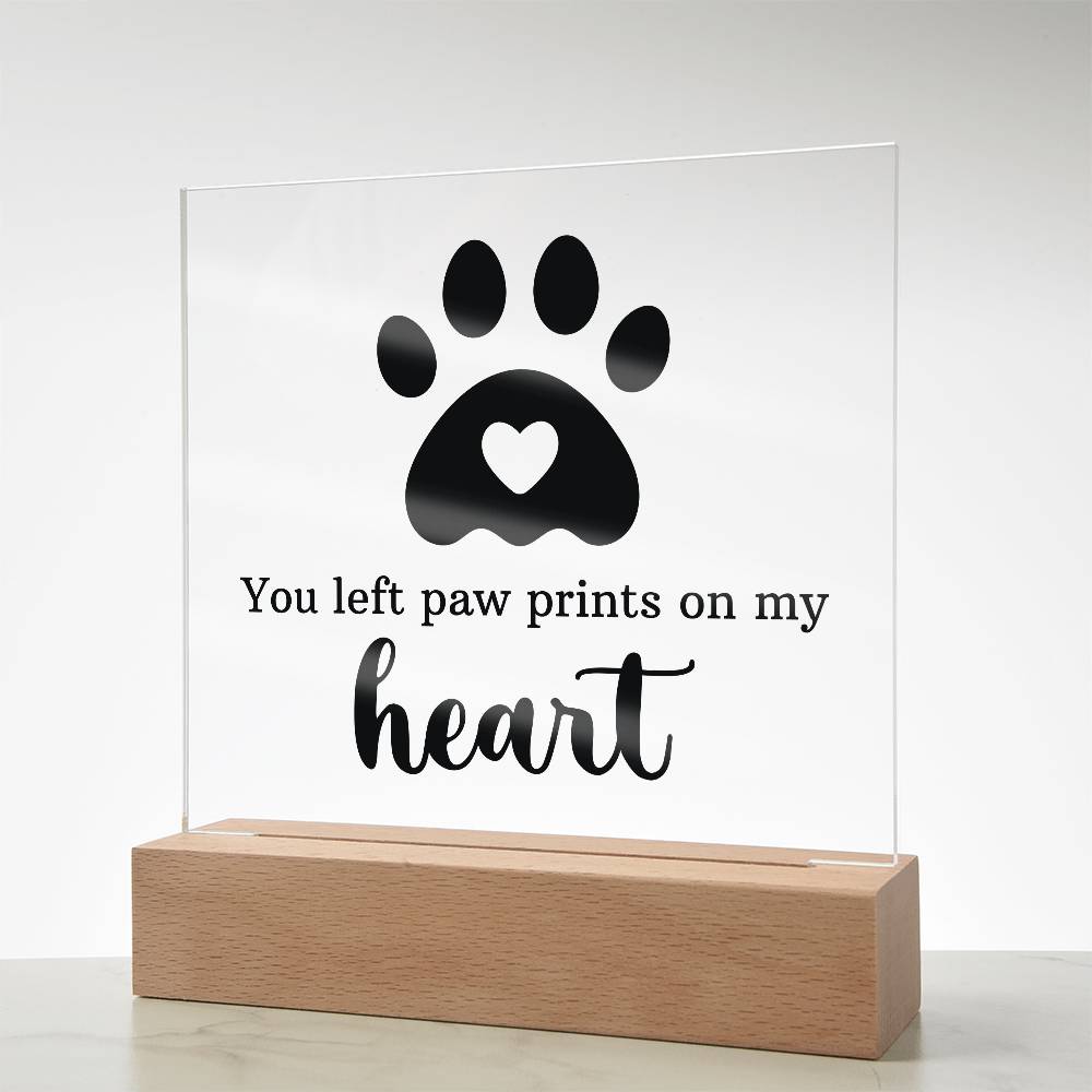 Paw Print Printed Square Shaped Acrylic Plaque-Express Your Love Gifts
