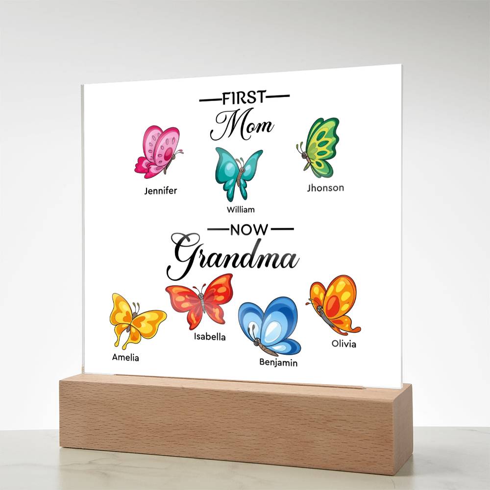 First Mom Now Grandma Printed Square Shaped Acrylic Plaque-Express Your Love Gifts