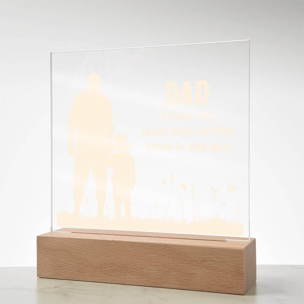 Dad I Love You More Printed Square Shaped Acrylic Plaque-Express Your Love Gifts