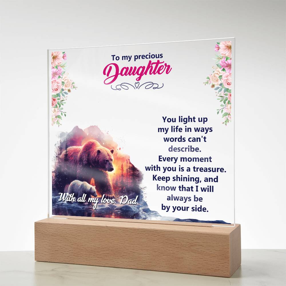 To My Precious Daughter Printed Square Shaped Acrylic Plaque-Express Your Love Gifts