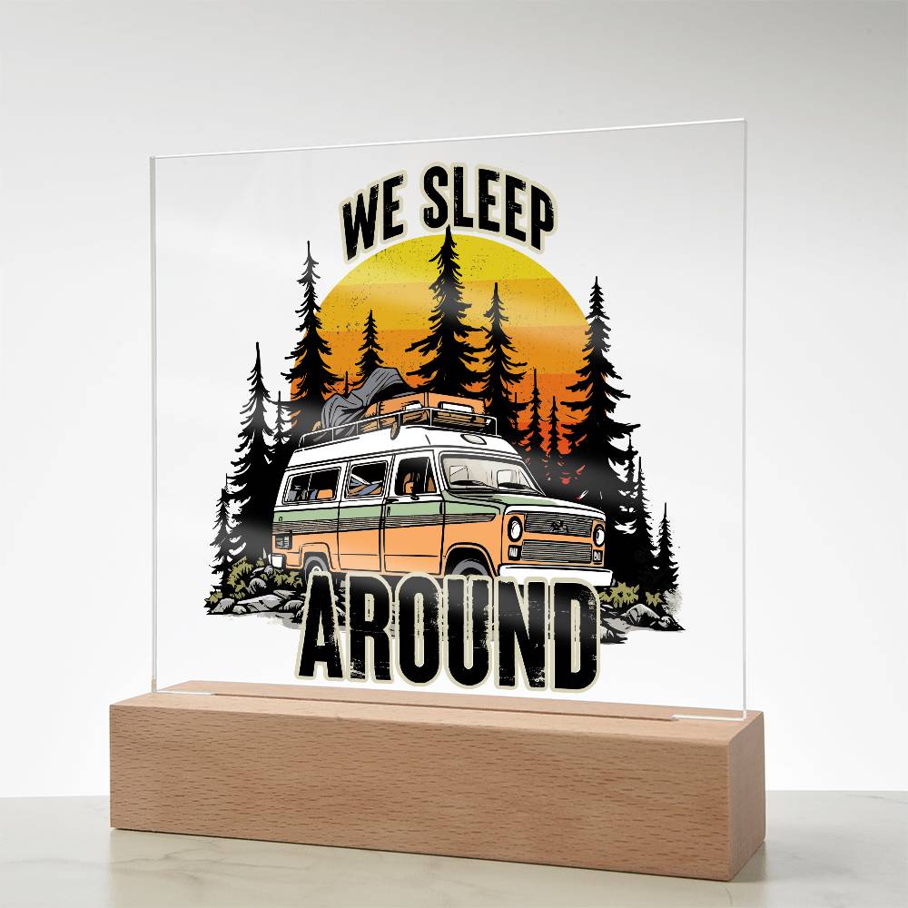 Camping Around Printed Square Shaped Acrylic Plaque-Express Your Love Gifts