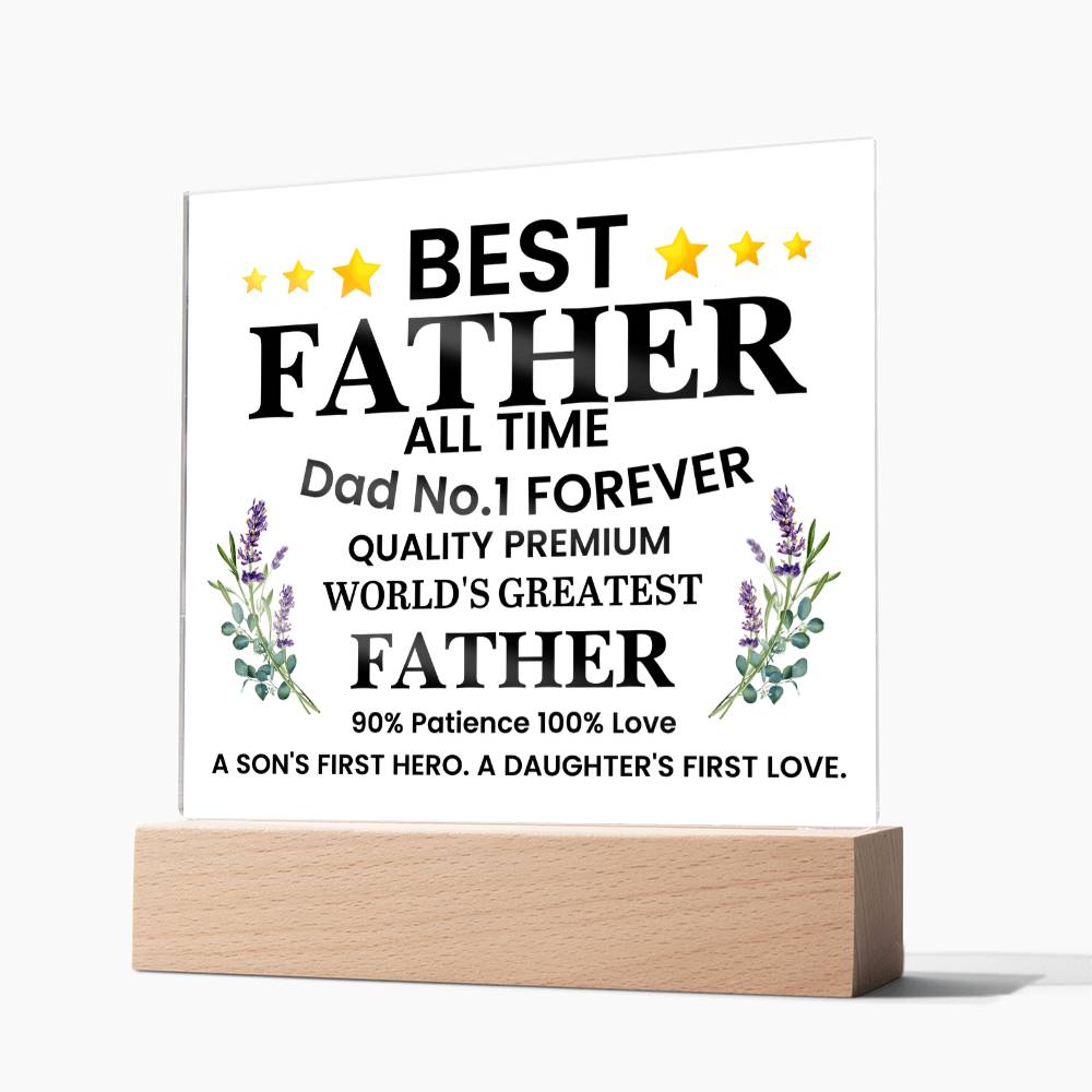 Best Father of All Time Printed Square Shaped Acrylic Plaque-Express Your Love Gifts