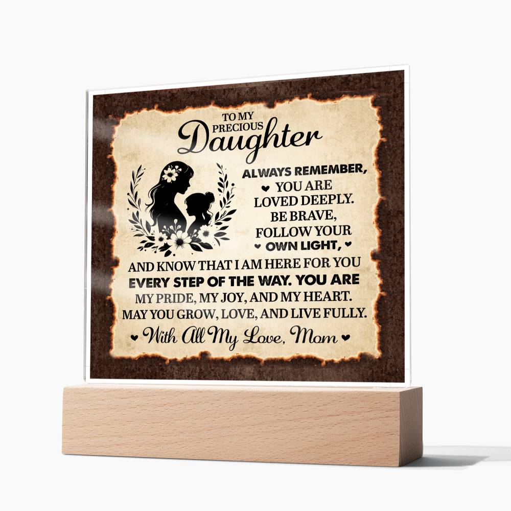 To My Daughter From Mom Always Remember Printed Square Shaped Acrylic Plaque-Express Your Love Gifts