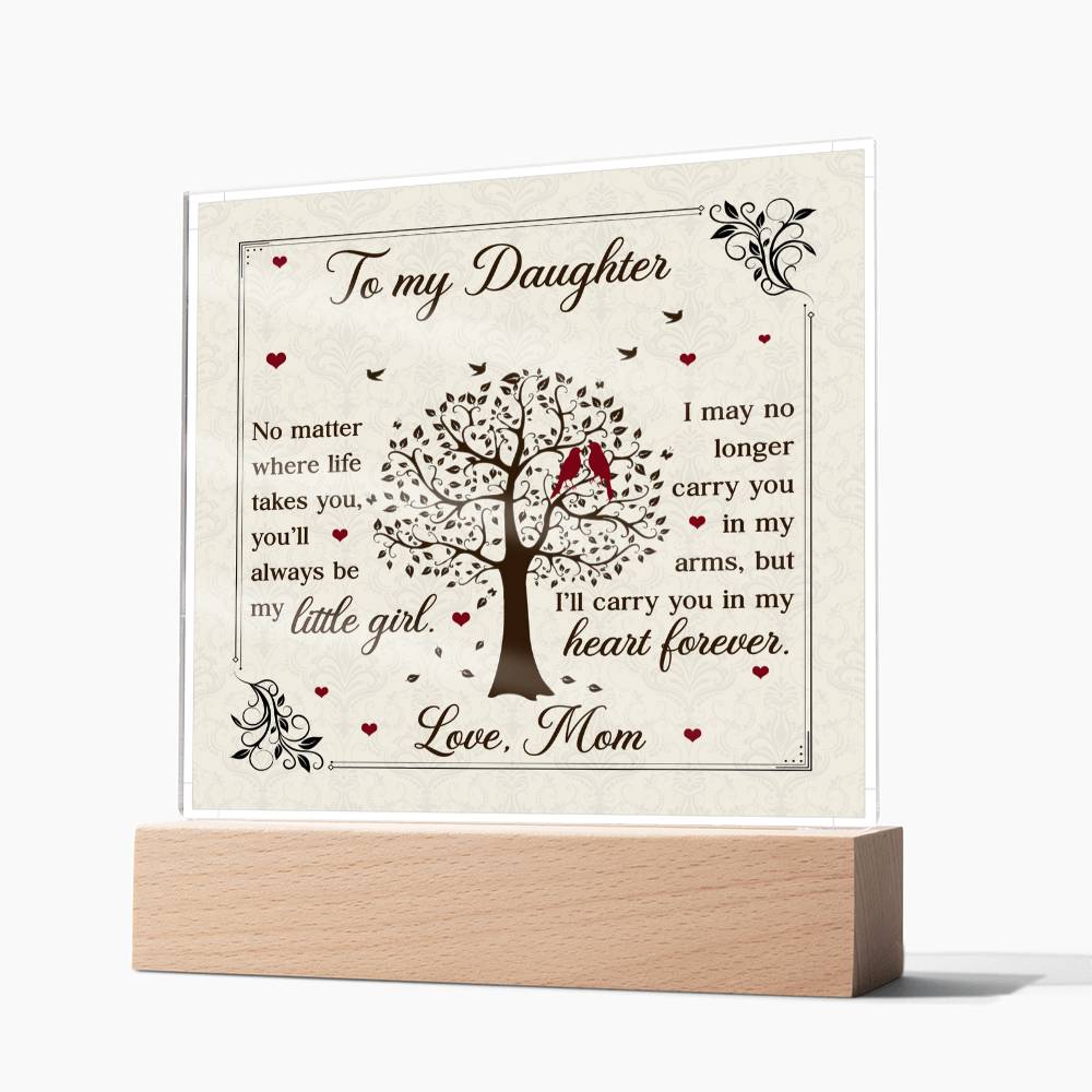 To My Daughter From Mom Little Girl Heart Forever Printed Square Shaped Acrylic Plaque-Express Your Love Gifts