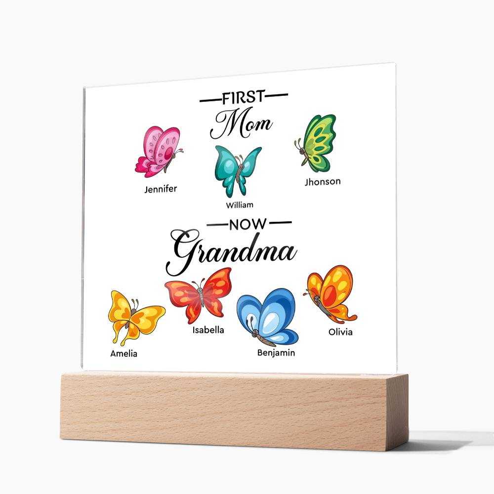 First Mom Now Grandma Printed Square Shaped Acrylic Plaque-Express Your Love Gifts