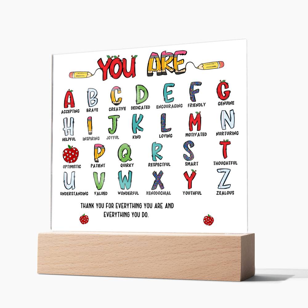 Teacher's ABC Printed Square Shaped Acrylic Plaque-Express Your Love Gifts