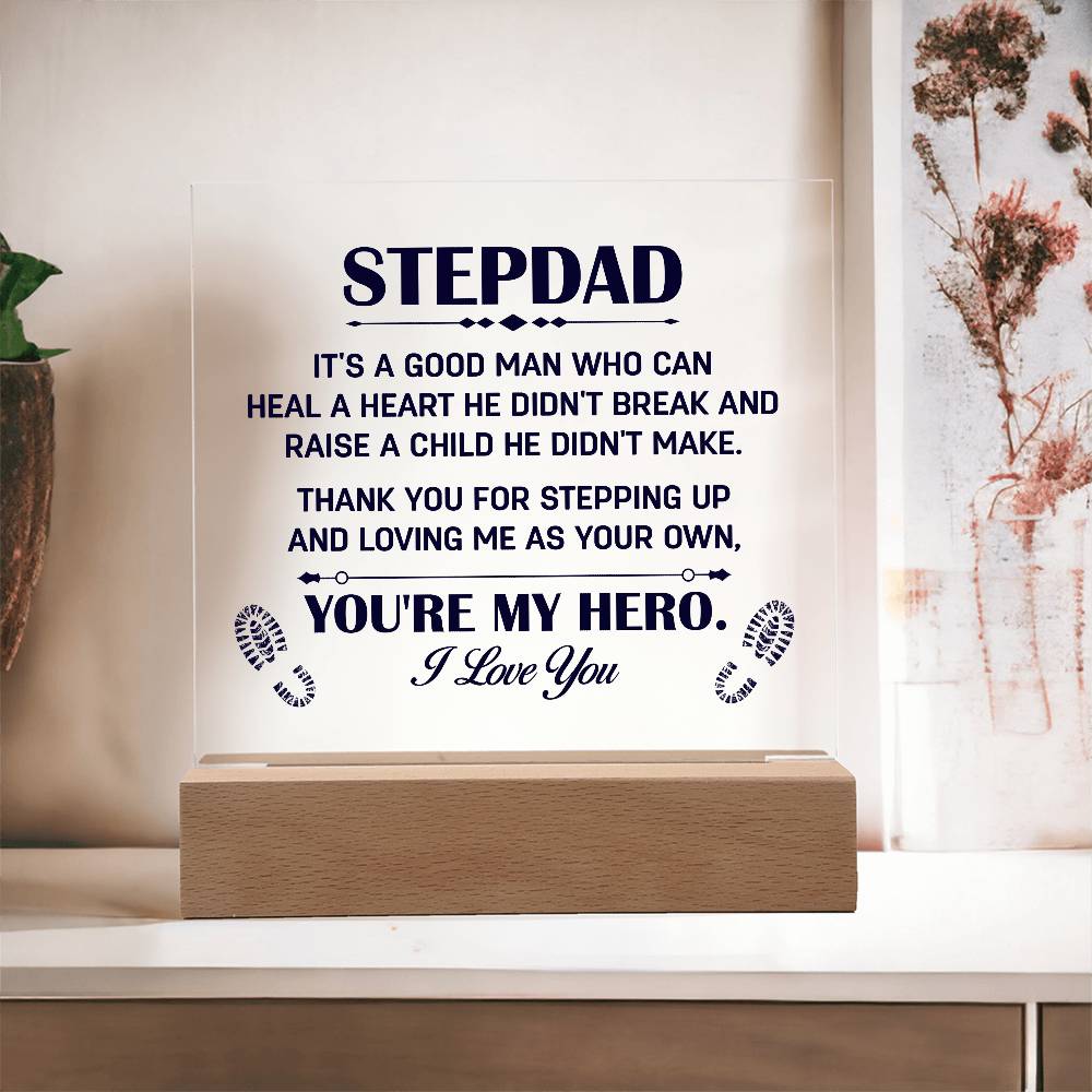Stepdad A Good Man Printed Square Shaped Acrylic Plaque-Express Your Love Gifts