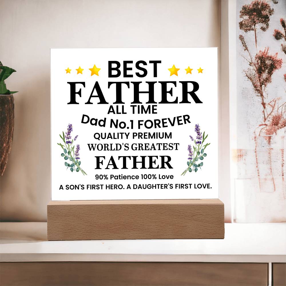 Best Father of All Time Printed Square Shaped Acrylic Plaque-Express Your Love Gifts