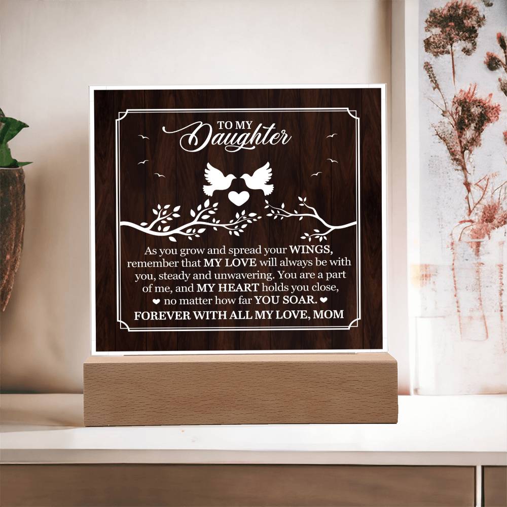 Personalized To My Daughter From Mom My Love Printed Square Shaped Acrylic Plaque-Express Your Love Gifts