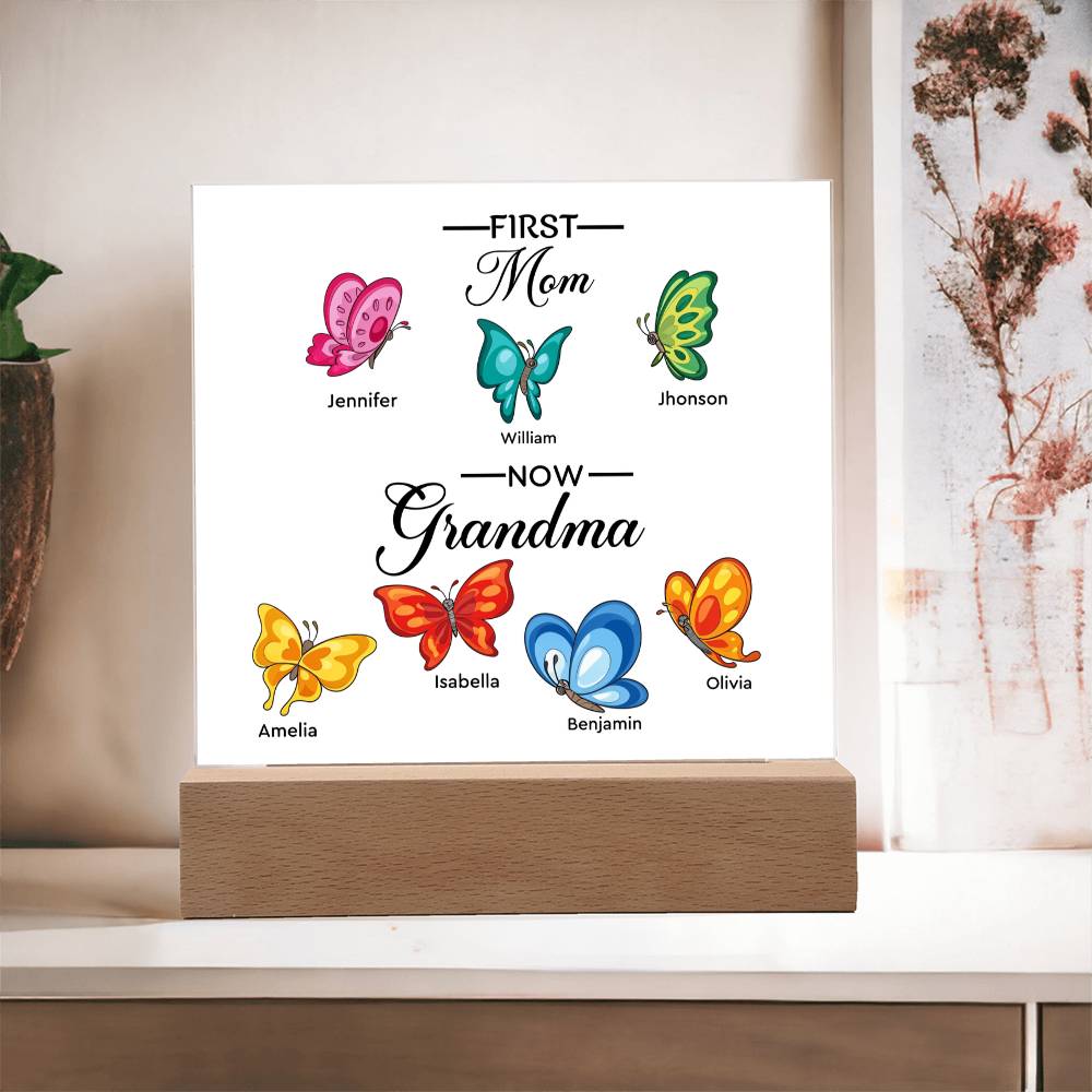 First Mom Now Grandma Printed Square Shaped Acrylic Plaque-Express Your Love Gifts