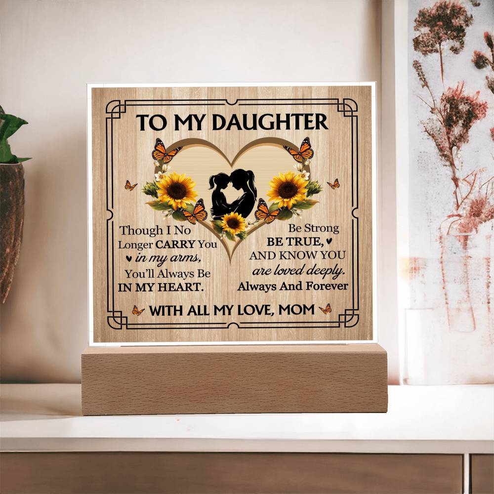 To My Daughter From Mom With All My Love Printed Square Shaped Acrylic Plaque-Express Your Love Gifts