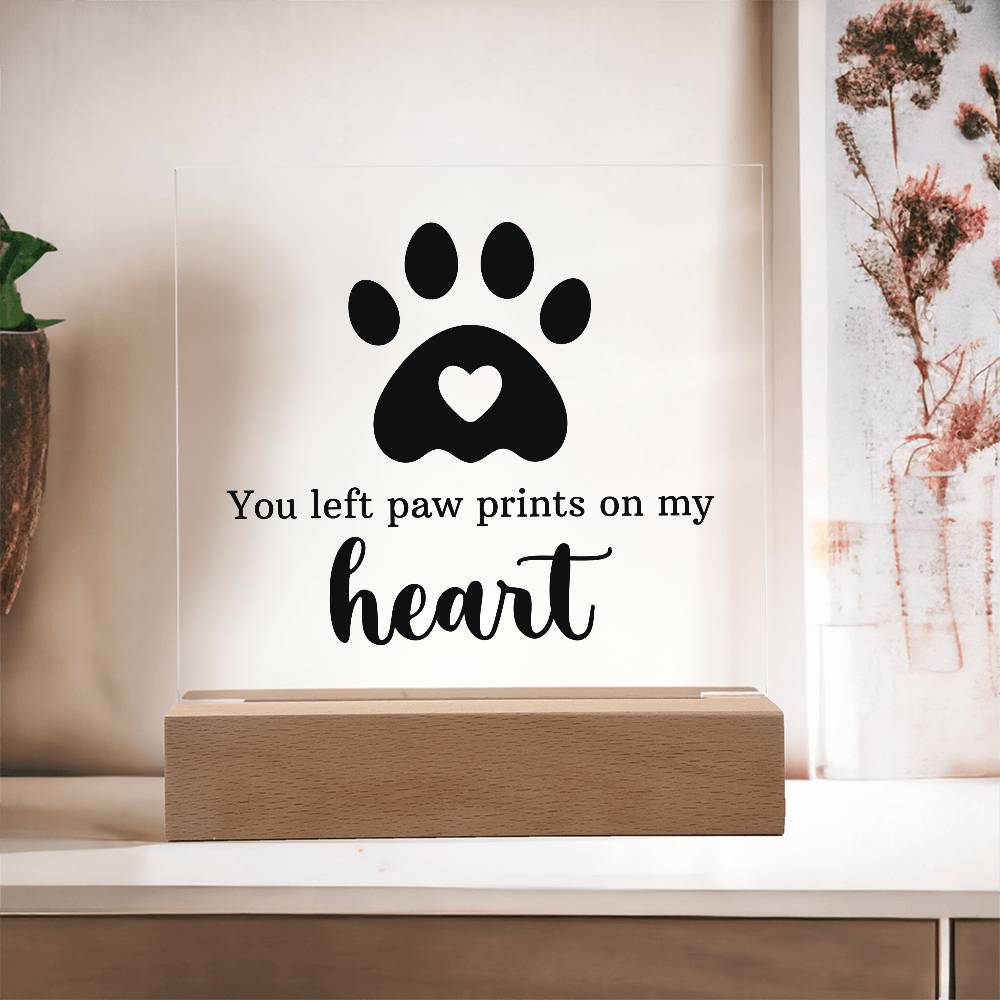 Paw Print Printed Square Shaped Acrylic Plaque-Express Your Love Gifts