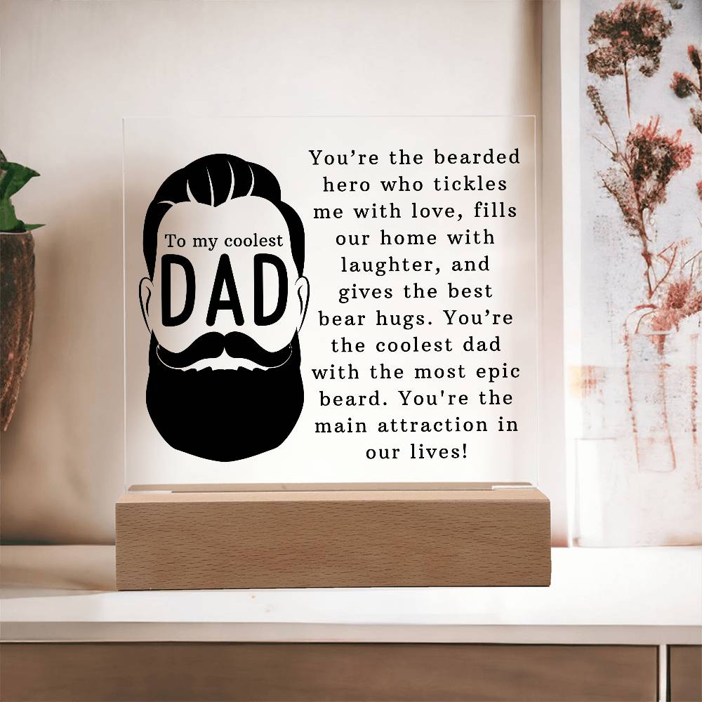 To the Coolest Dad Printed Square Shaped Acrylic Plaque-Express Your Love Gifts