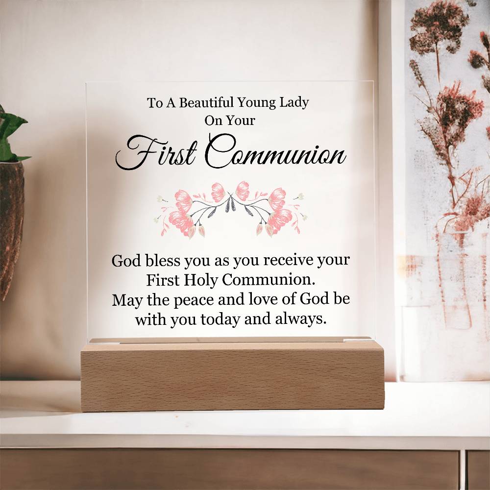 First Communion Printed Square Shaped Acrylic Plaque-Express Your Love Gifts