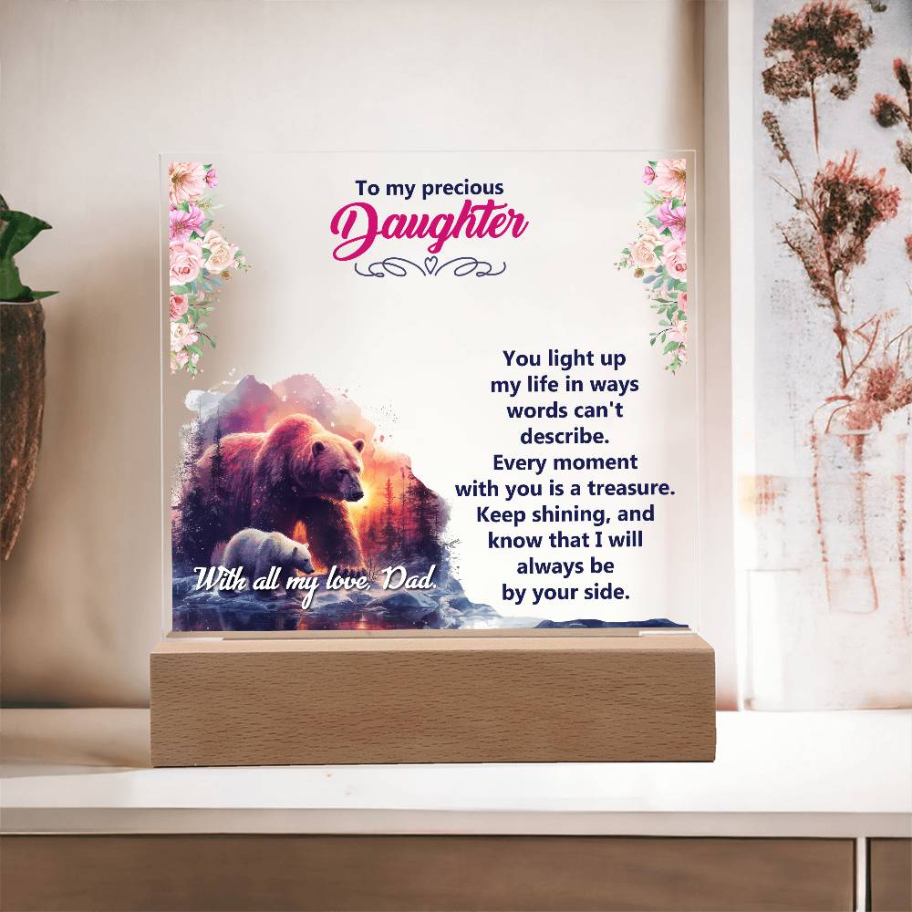 To My Precious Daughter Printed Square Shaped Acrylic Plaque-Express Your Love Gifts