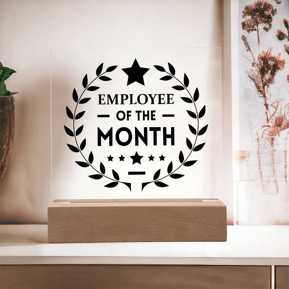 Employee Of The Month Printed Square Shaped Acrylic Plaque-Express Your Love Gifts