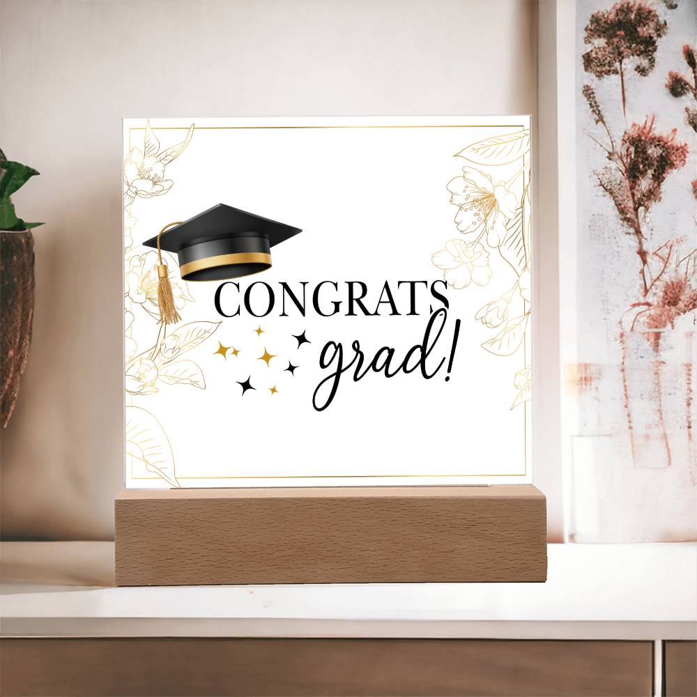 Congrats Grad Printed Square Shaped Acrylic Plaque-Express Your Love Gifts