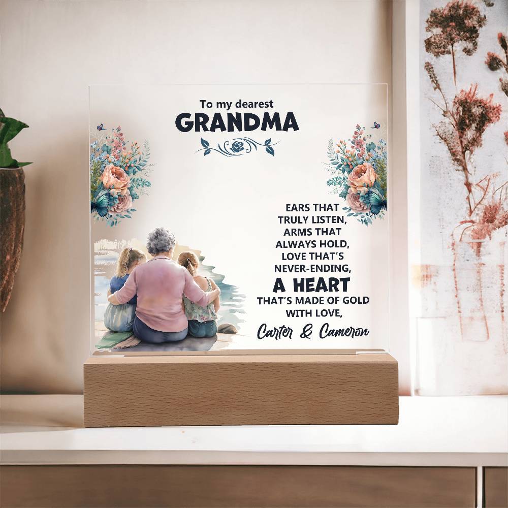 To My Dearest Grandma Printed Square Shaped Acrylic Plaque-Express Your Love Gifts