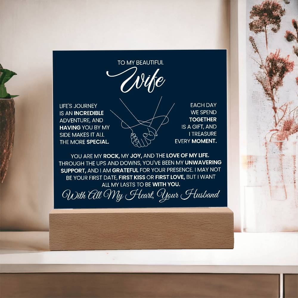 To My Wife You Are My Rock Printed Square Shaped Acrylic Plaque-Express Your Love Gifts