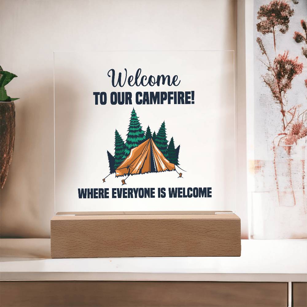 Everyone is Welcome Printed Square Shaped Acrylic Plaque-Express Your Love Gifts
